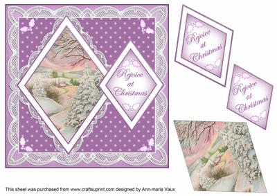 Lilac Snowscene2 Rejoice 7in Double Diamond Topper