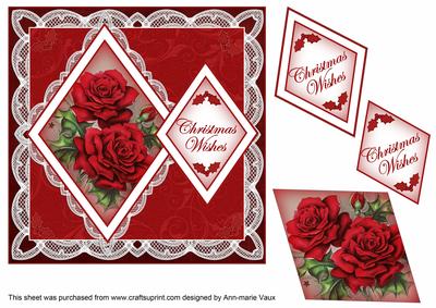 Christmas Roses Christmas Wishes 7in Double Diamond Topper
