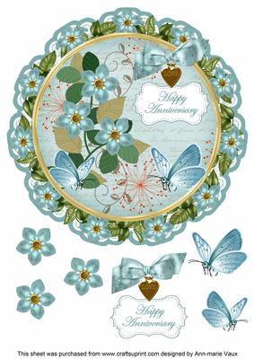 Dteal Fmk Happy Anniversary 8in Doily Decoupage Topper