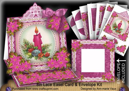 Cerise Candle Lace Top Easel Card & Envelope Kit