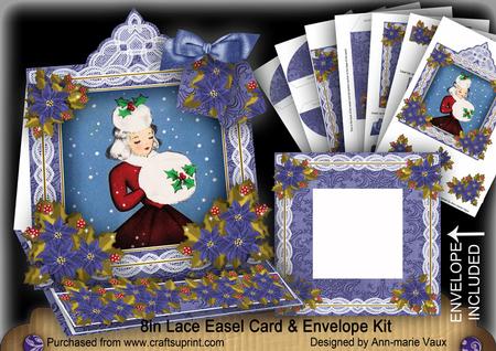 Winter Lady Lace Top Easel Card & Envelope Kit