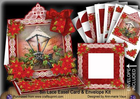 Red Lantern Lace Top Easel Card & Envelope Kit