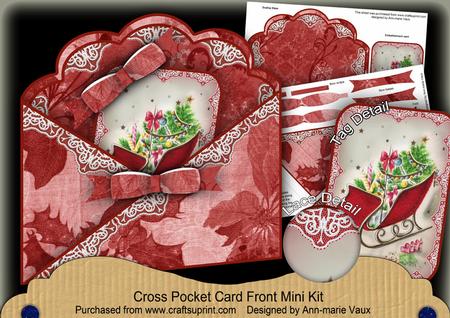 Christmas Sleigh Cross Faux Pocket Cf Mini Kit
