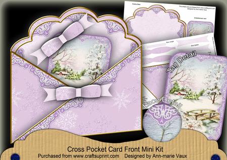 Lilac Snowscene Cross Faux Pocket Cf Mini Kit