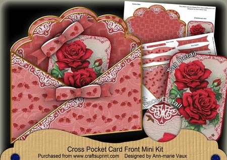 Christmas Roses Cross Faux Pocket Cf Mini Kit