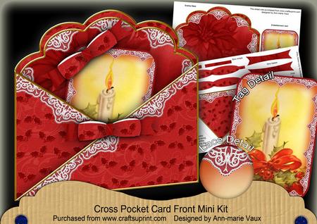Red Single Candle Cross Faux Pocket Cf Mini Kit