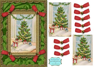 Christmas Tree A5 Lace N Bows Card Front Step by Step