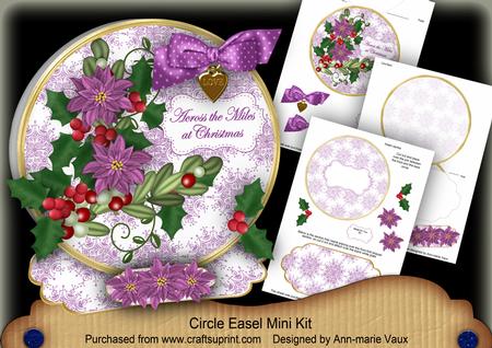 Purple Poinsettia Across Miles Circle Easel Card m Kit