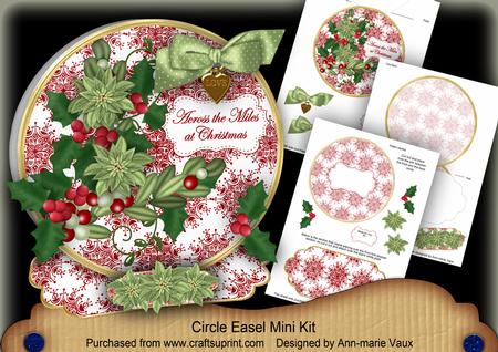 Olive Poinsettia Across Miles Circle Easel Card m Kit