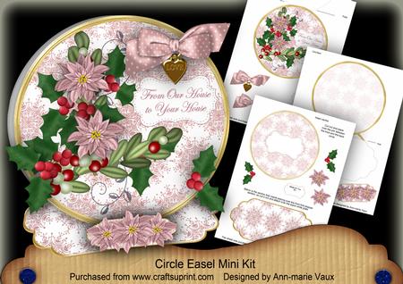 Dpink Poinsettia Ours to Yours Circle Easel Card m Kit