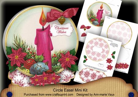 Christmas Cerise Candle Circle Easel Card Mini Kit