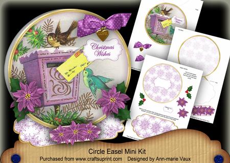 Lilac Christmas Postbox Circle Easel Card Mini Kit