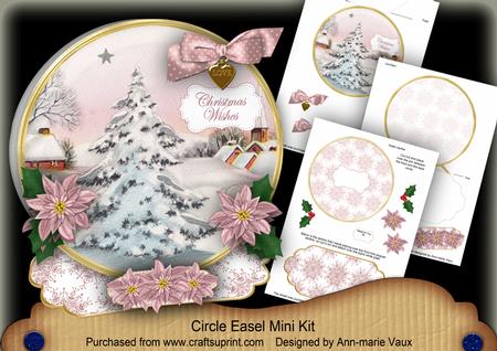 Snow Tree Circle Easel Card Mini Kit