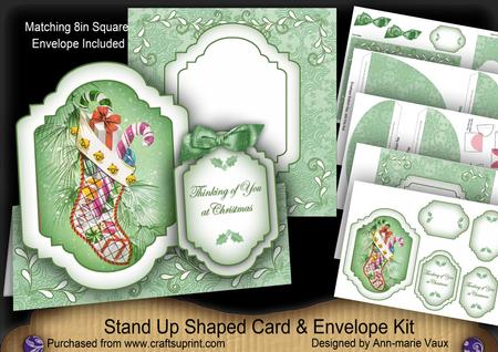 Christmas Stocking Thinking of You Fancy Stand Up Card Kit