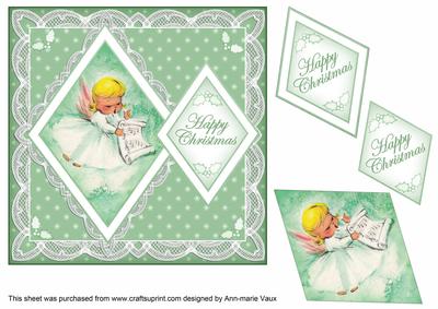 Music Angel Happy Christmas 7in Double Diamond Topper