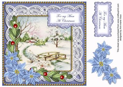 Blue Snow Scene My Mum 8in Sentiment Topper