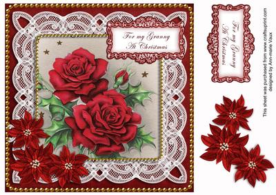 Christmas Roses My Granny 8in Sentiment Topper