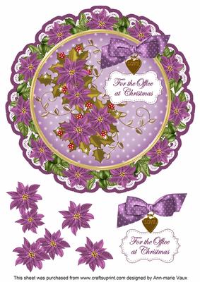 Purple Poinsettia the Office 8in Doily Decoupage Topper