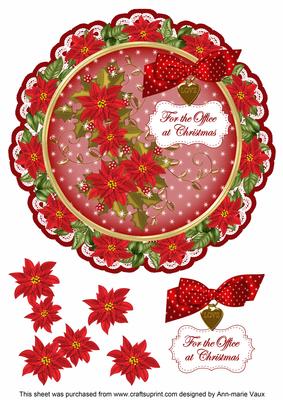 Red Poinsettia the Office 8in Doily Decoupage Topper