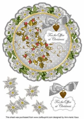 Silver Poinsettia the Office 8in Doily Decoupage Topper