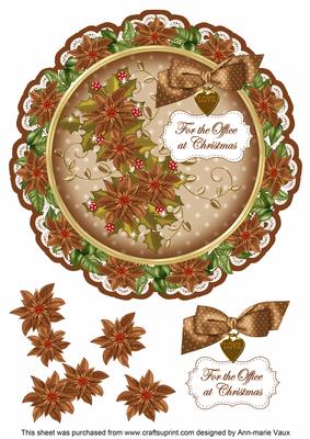 Tea Poinsettia the Office 8in Doily Decoupage Topper