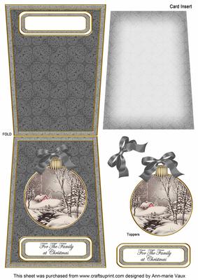 Winter Walk the Family 5.5inch Bauble Decoupage Card