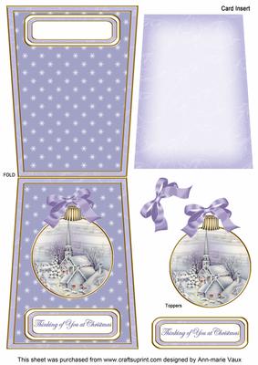 Blue Church Thinking 5.5inch Bauble Decoupage Card