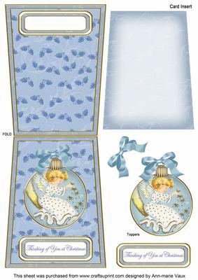 Angel Thinking 5.5inch Bauble Decoupage Card