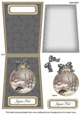 Winter Walk Joyeux Noel 5.5inch Bauble Decoupage Card