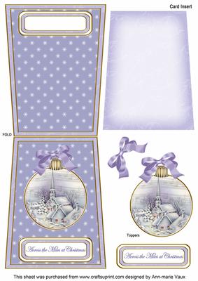 Blue Church Across Miles 5.5inch Bauble Decoupage Card