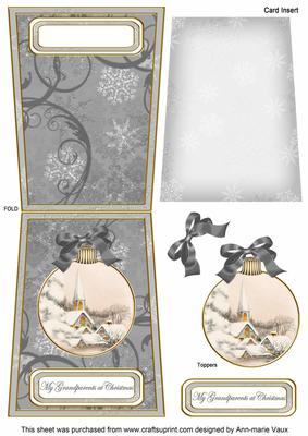 Ice Church Grandparents 5.5inch Bauble Decoupage Card