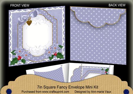 Blue Poinsettia Christmas 7x7inch Easy Envelope Mini Kit