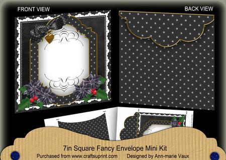 Black Poinsettia Christmas 7x7inch Easy Envelope Mini Kit