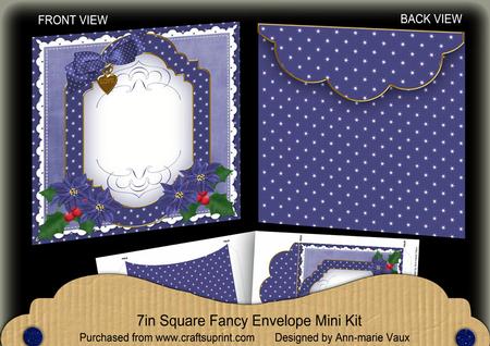 Darkblue Poinsettia Christmas 7x7inch Easy Envelope Mini Kit