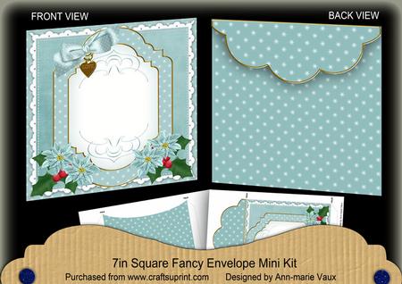 Dteal Poinsettia Christmas 7x7inch Easy Envelope Mini Kit