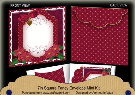 Hot Pink Poinsettia Christmas 7x7inch Easy Envelope Mini Kit