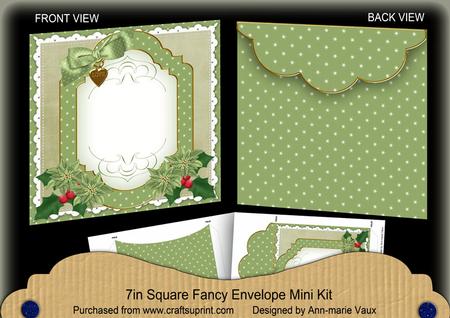 Olive Poinsettia Christmas 7x7inch Easy Envelope Mini Kit