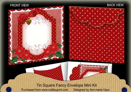 Red Poinsettia Christmas 7x7inch Easy Envelope Mini Kit