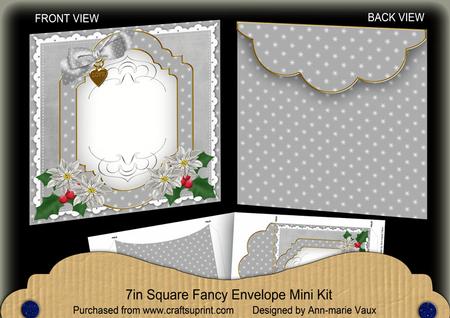 Silver Poinsettia Christmas 7x7inch Easy Envelope Mini Kit