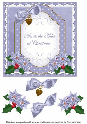 Blue Poinsettia Across Miles Fancy 7in Decoupage Topper