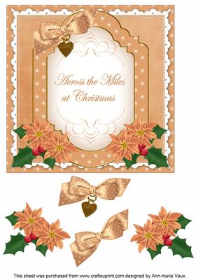 Borange Poinsettia Across Miles Fancy 7in Decoupage Topper