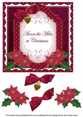 Hot Pink Poinsettia Across Miles Fancy 7in Decoupage Topper