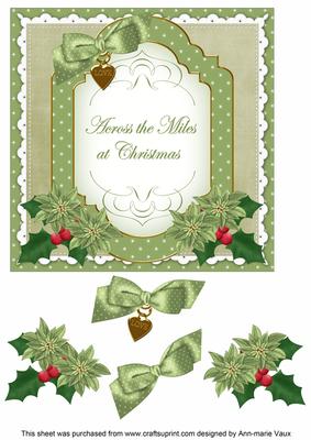 Olive Poinsettia Across Miles Fancy 7in Decoupage Topper