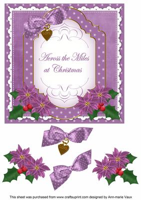 Purple Poinsettia Across Miles Fancy 7in Decoupage Topper
