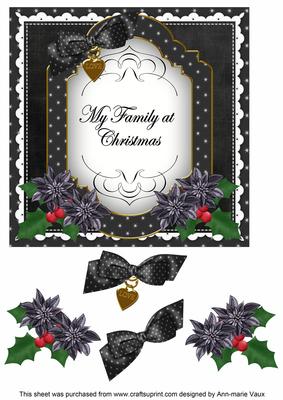 Black Poinsettia My Family Fancy 7in Decoupage Topper