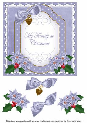 Blue Poinsettia My Family Fancy 7in Decoupage Topper