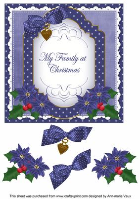 Dblue Poinsettia My Family Fancy 7in Decoupage Topper