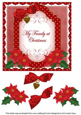 Red Poinsettia My Family Fancy 7in Decoupage Topper