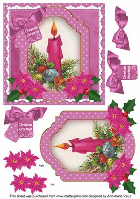 Cerise Candle Christmas Greetings 6in Christmas Step by Step