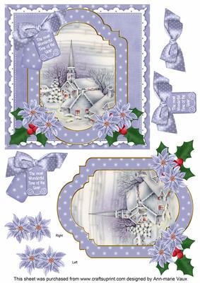 Blue Church Wonderful Time 6in Christmas Step by Step